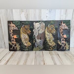 Set Of 5 Signed Ruane Manning Safari 3D Resin Wall Art Animals 10"x4"  Africa EC